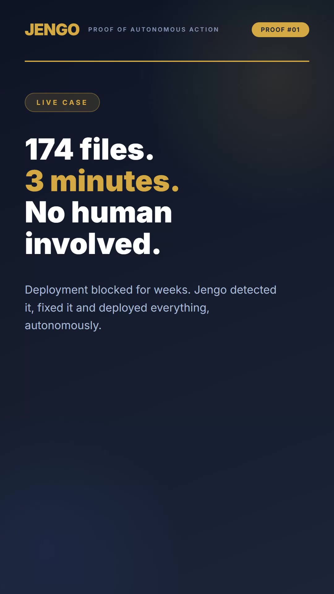 174 files. 3 minutes. No human involved.