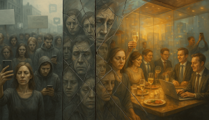 People leading fake lives behind broken mirrors