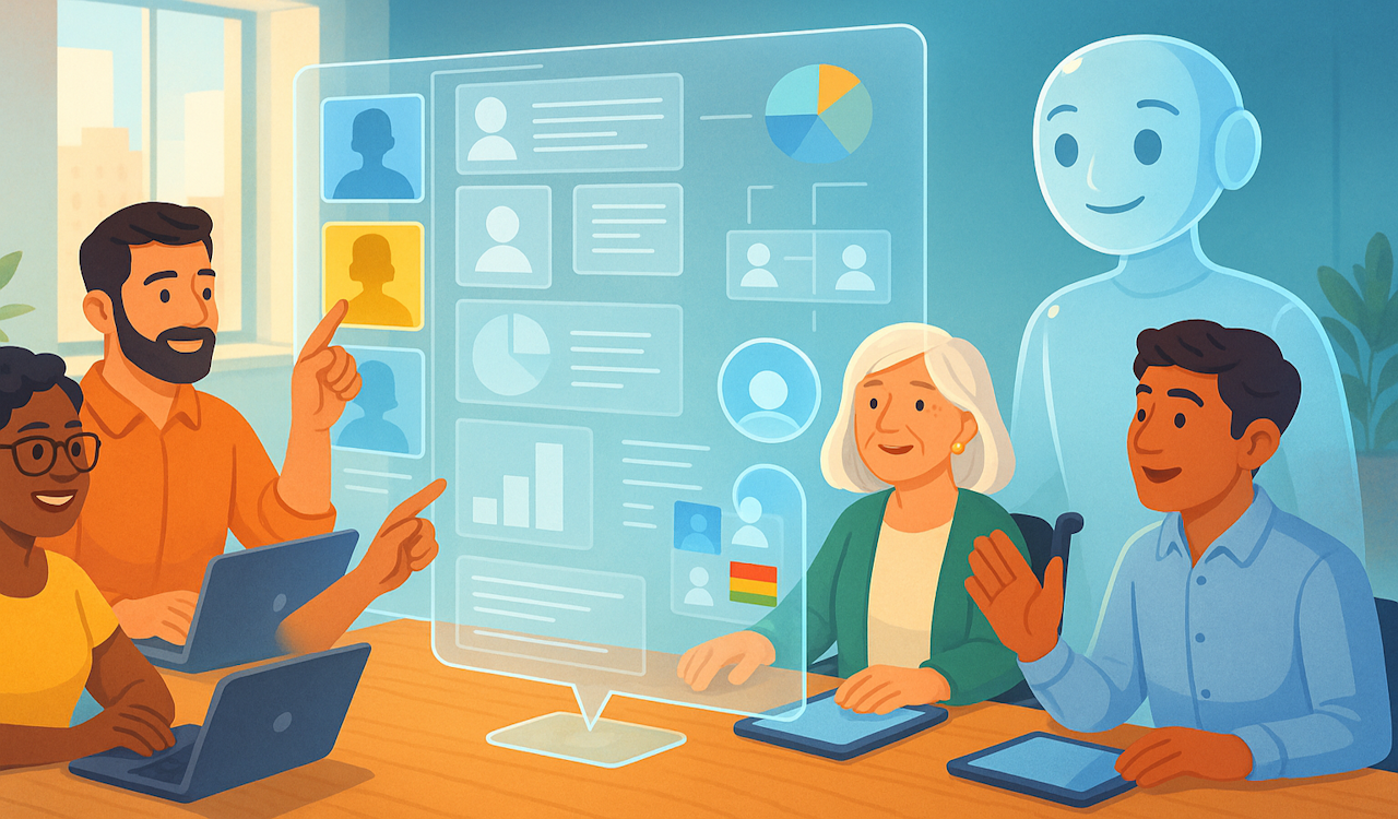 An inclusive team using AI to monitor their biases