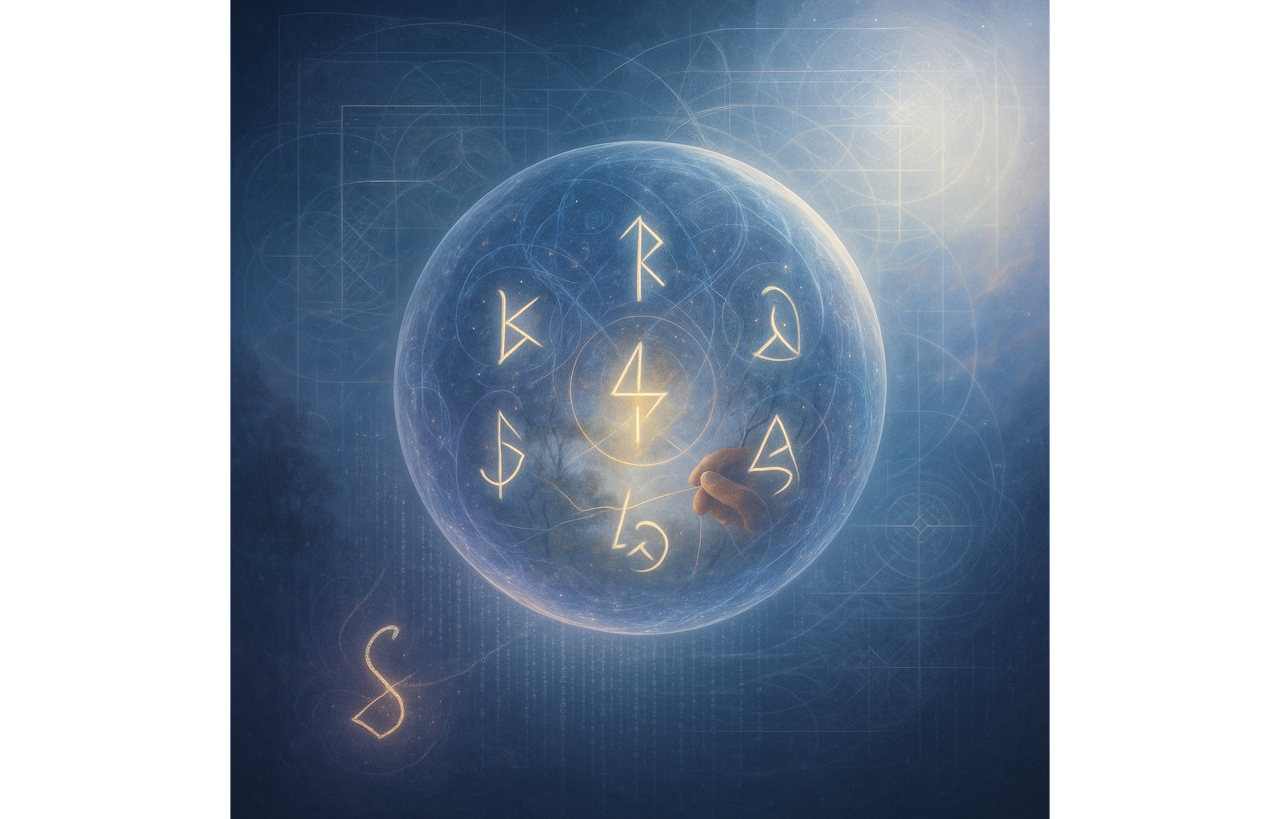 Sigils die resonerende patronen genereren in de gelaagde simulatie